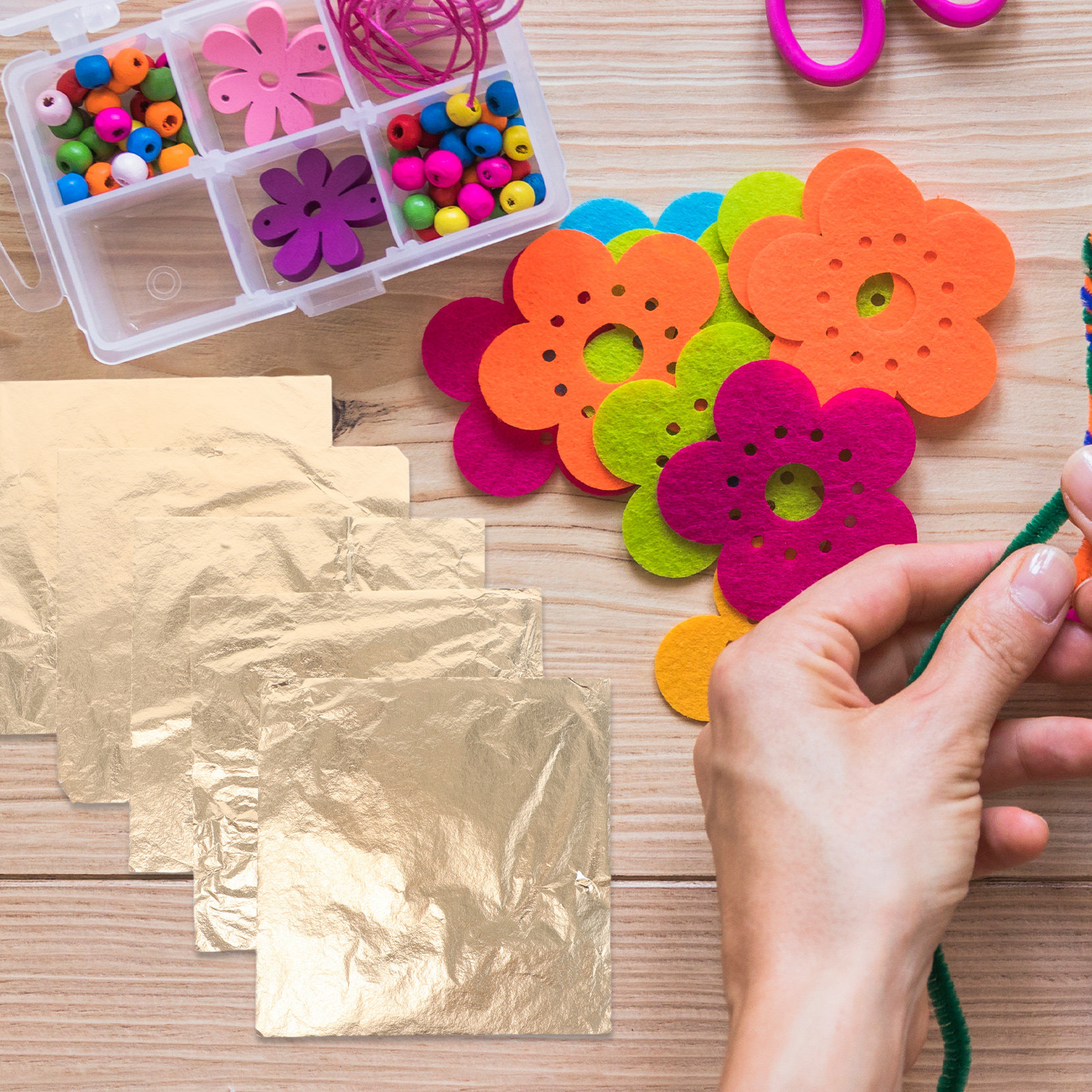 Art Craft In Paper - 100 Sheets Gold Foil Sheets 14x14cm