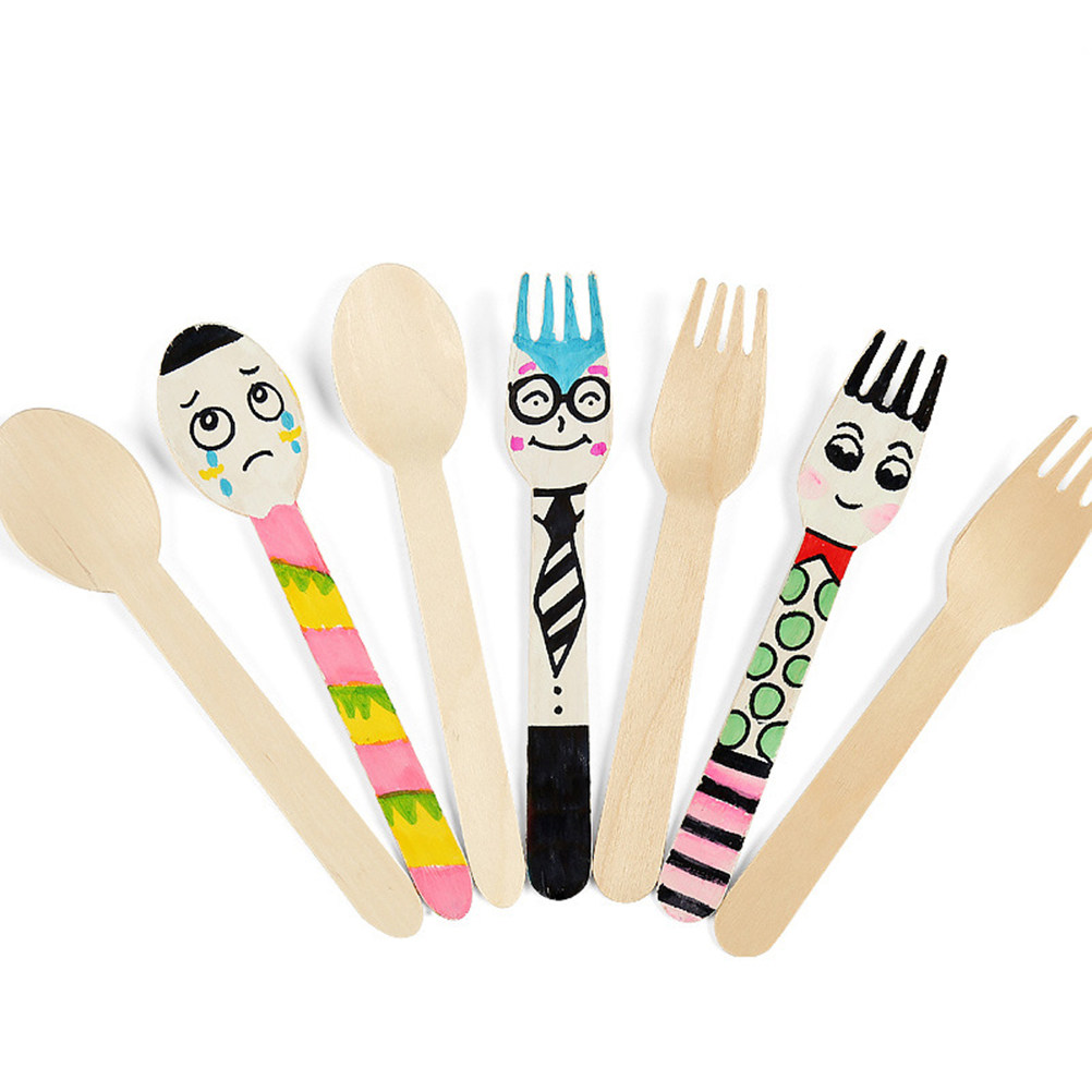 Art Craft Club - 50Pcs Unfinished Wooden Spoons Natural DIY