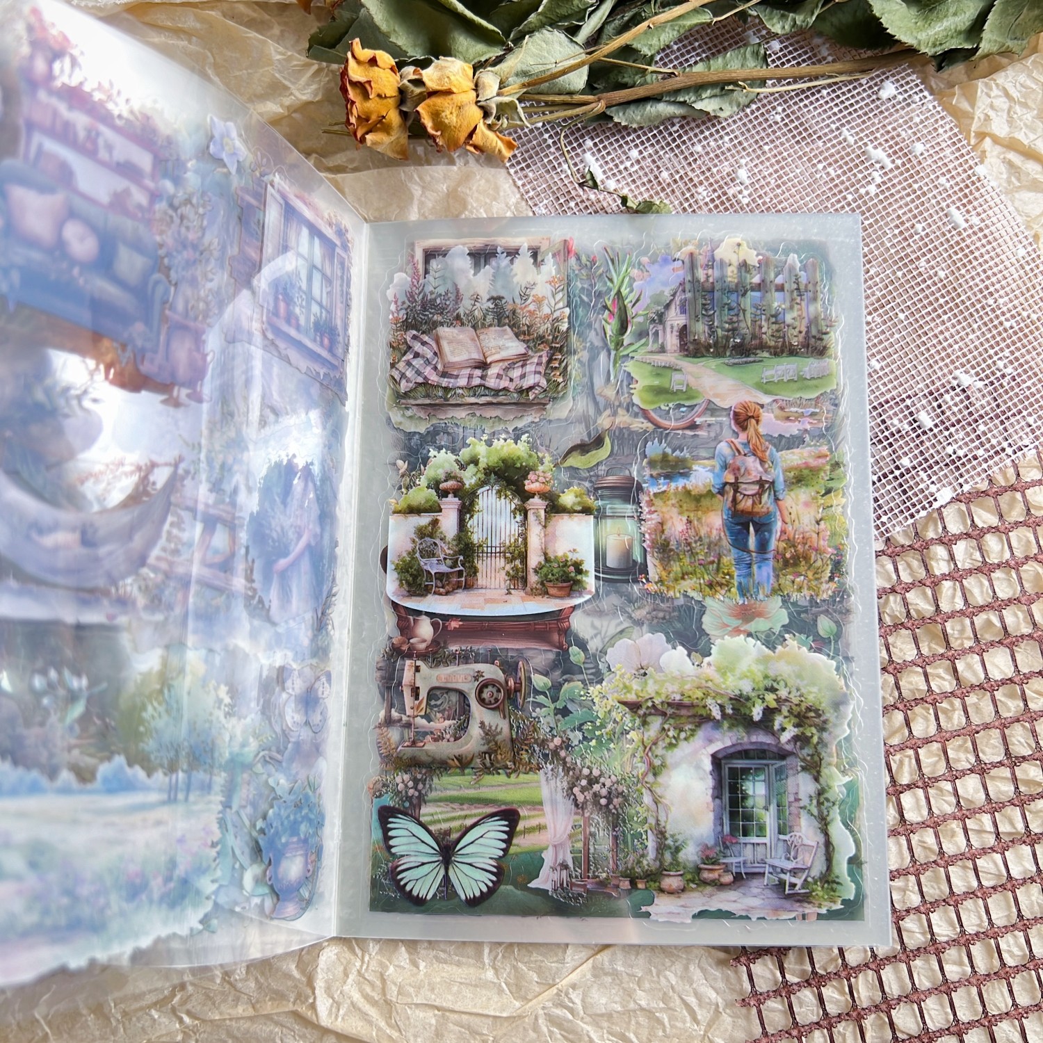 Art Craft Book - 20Sheets Vintage PET Stickers Books for