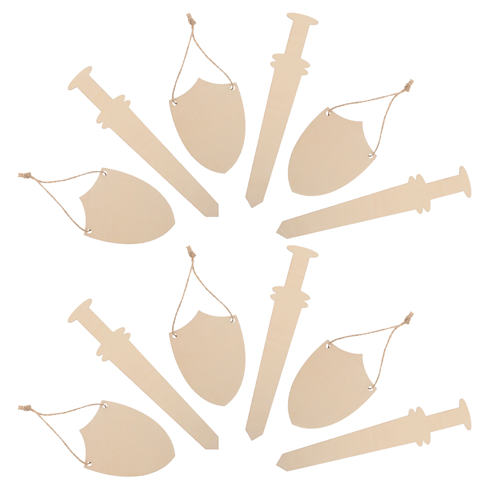 Art Craft Classes - 2Sets Wooden Shield Sword Blank Unfinished