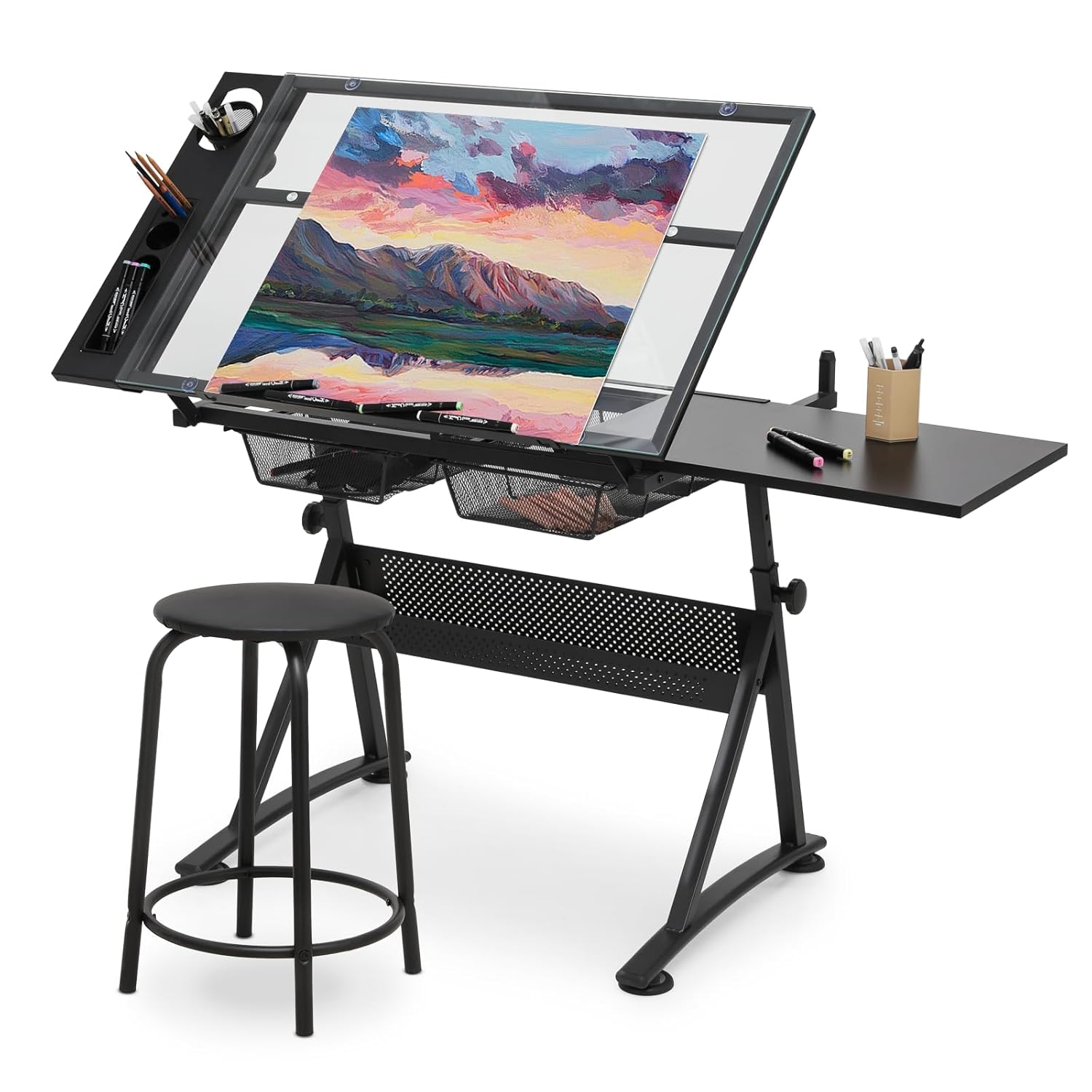 Art & Craft Valley - Drafting Table with Height Adjustable Glass