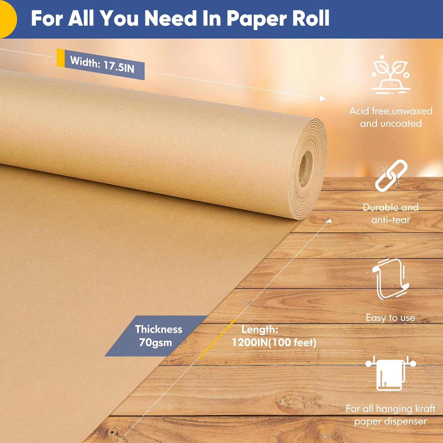 Art Craft In Paper - Vanhench Brown Wrapping Paper Roll, Craft