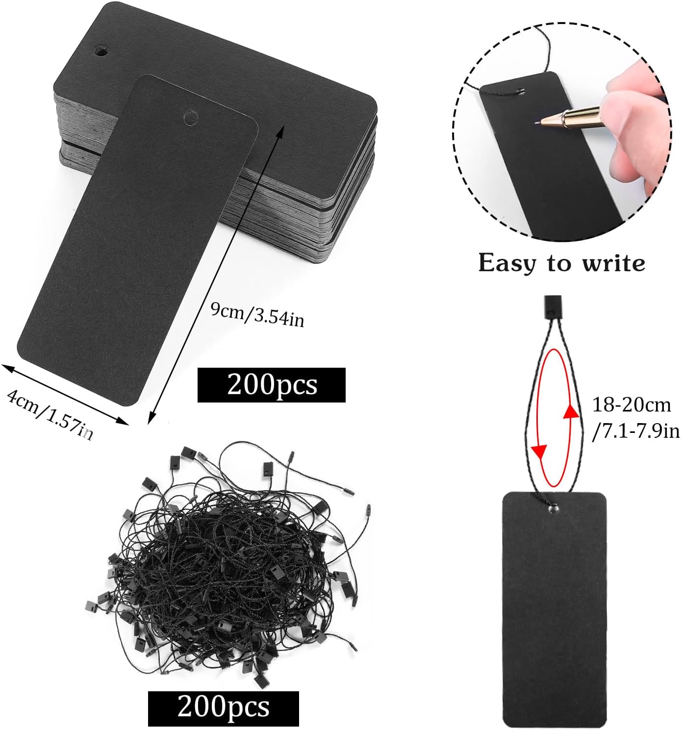 200 Black Paper Clothing Tags  - Art Craft In Paper บทวิจารณ์และราคา