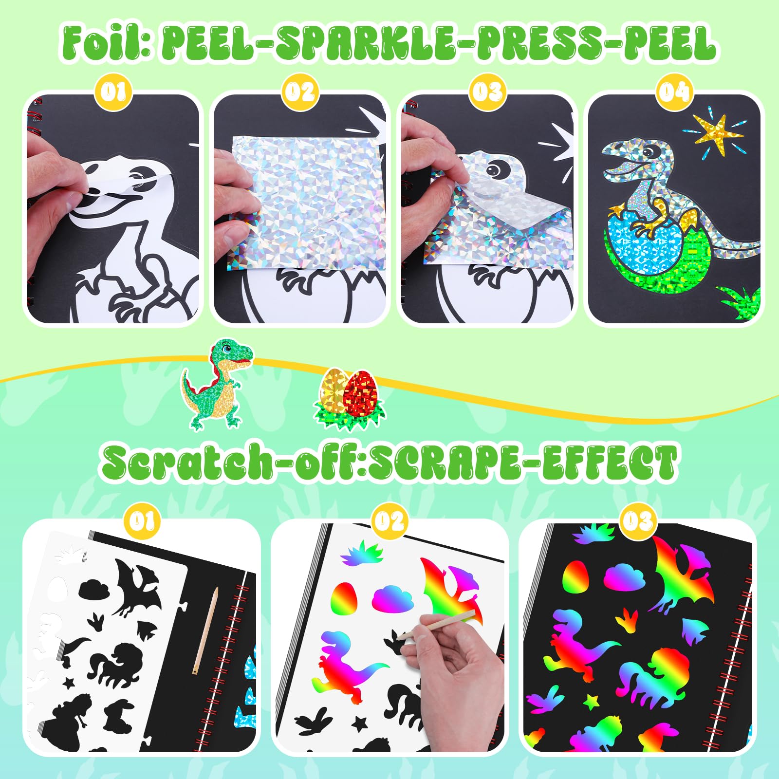 Dinosaur Scratch Art Book for  - Art Craft Book บทวิจารณ์และราคา