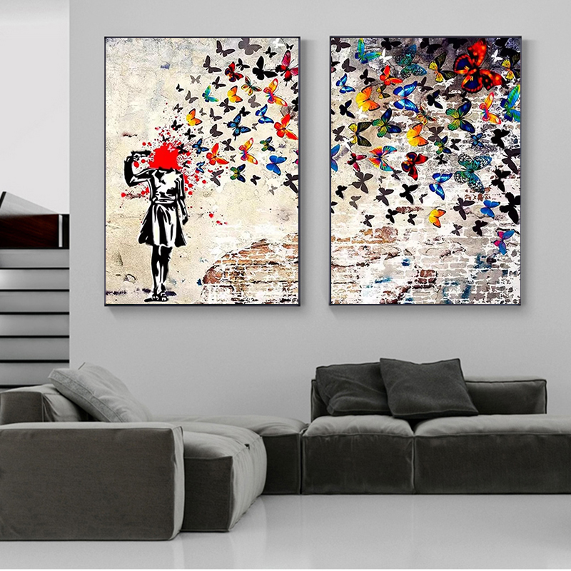 Banksy Butterfly Girl Poster a - Art Craft Butterfly บทวิจารณ์และราคา
