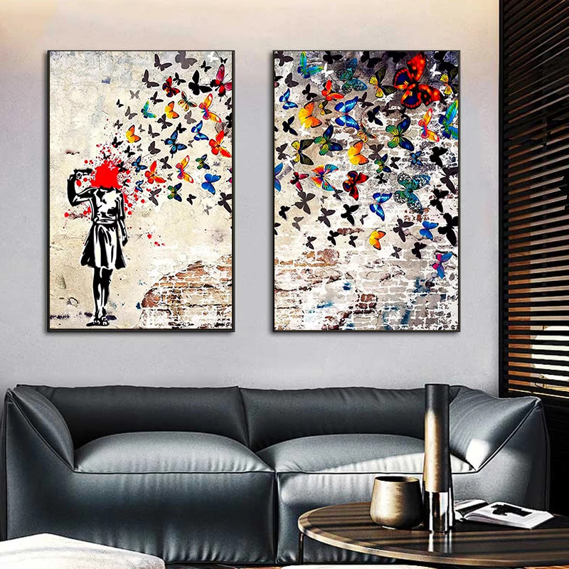 Banksy Butterfly Girl Poster a - Art Craft Butterfly บทวิจารณ์และราคา
