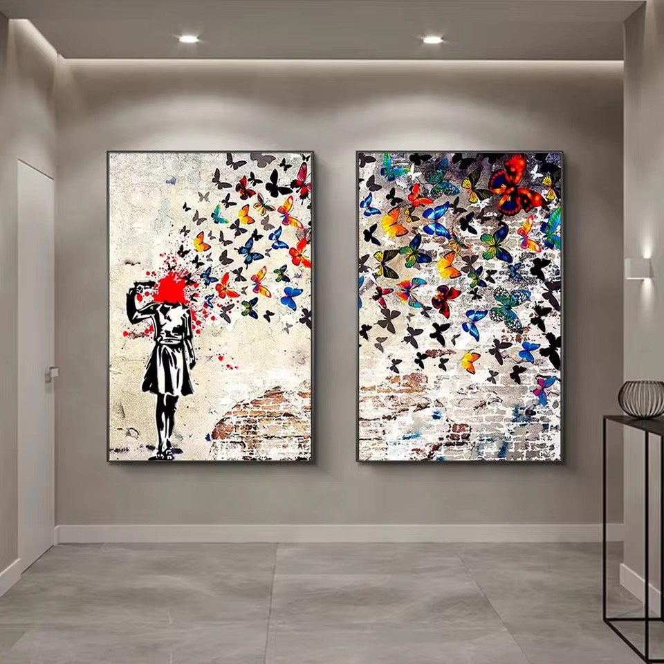 Banksy Butterfly Girl Poster a - Art Craft Butterfly บทวิจารณ์และราคา