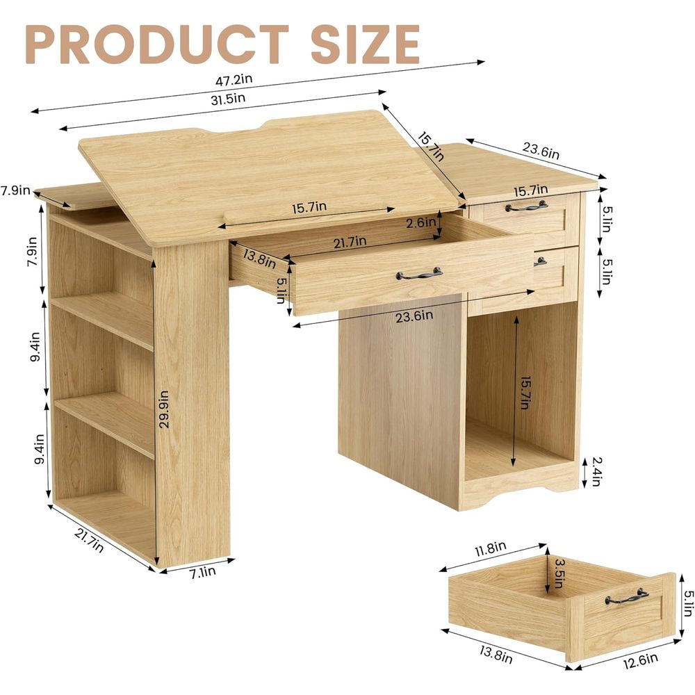 Adjustable Desk with Storage,  - Art & Craft Valley บทวิจารณ์และราคา