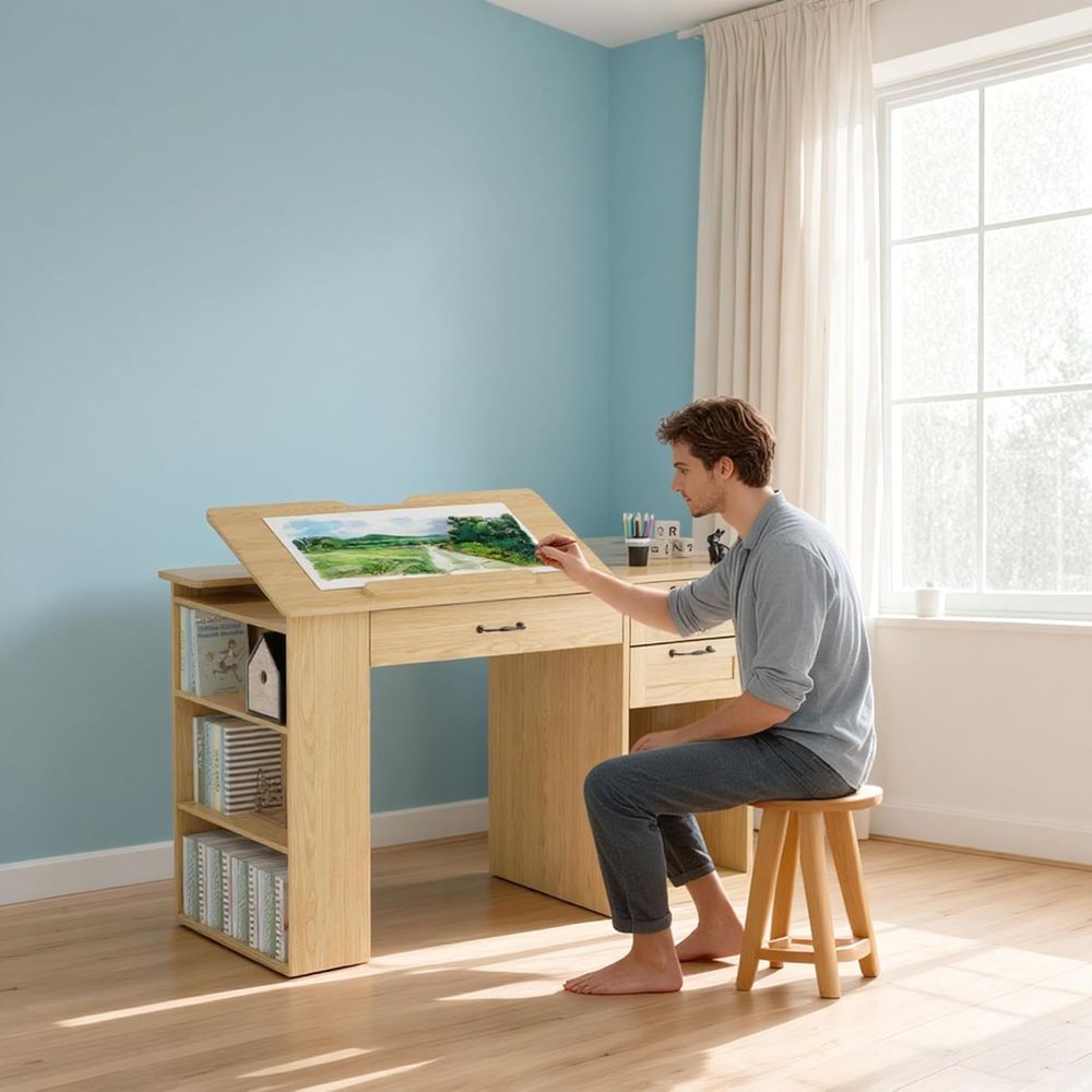 Adjustable Desk with Storage,  - Art & Craft Valley บทวิจารณ์และราคา