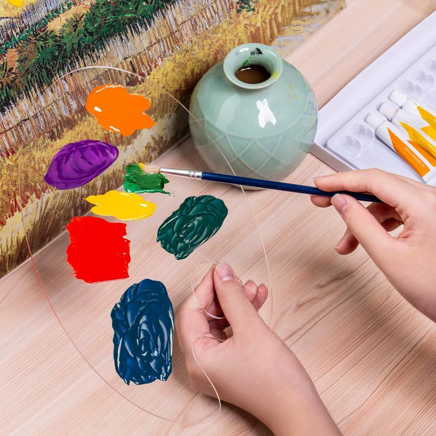 1pc White Oval Acrylic Paint T - Art Craft Classes บทวิจารณ์และราคา