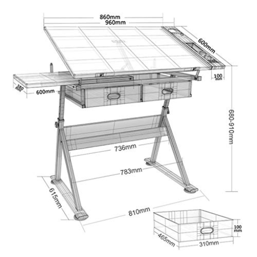 Drafting Table with Storage He - Art & Craft Valley บทวิจารณ์และราคา