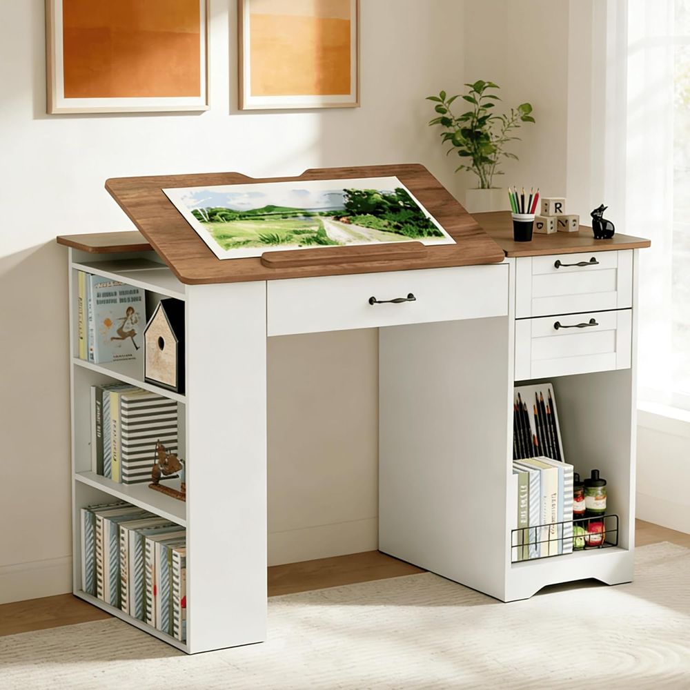 Adjustable Desk with Storage a - Art & Craft Valley บทวิจารณ์และราคา