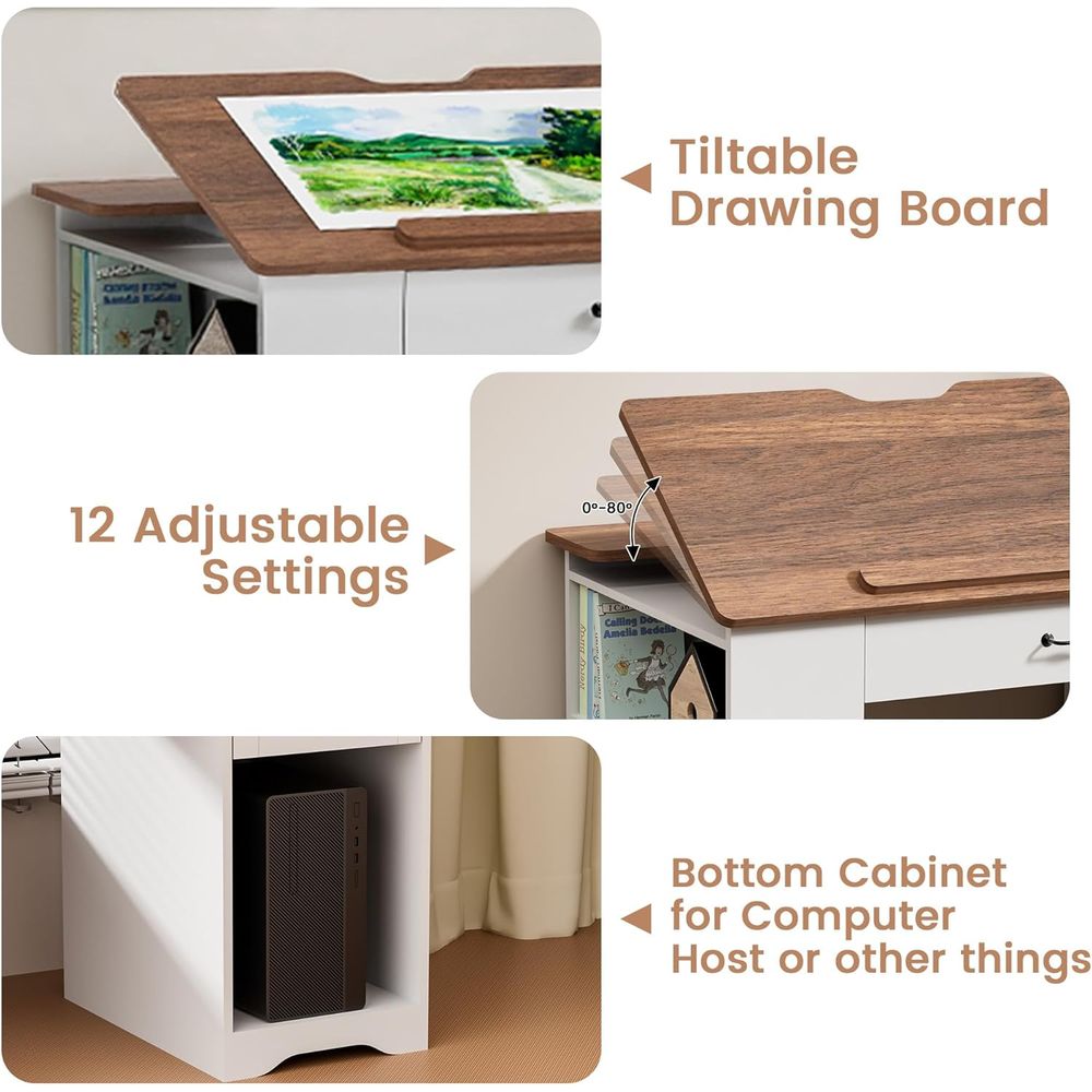 Adjustable Desk with Storage a - Art & Craft Valley บทวิจารณ์และราคา