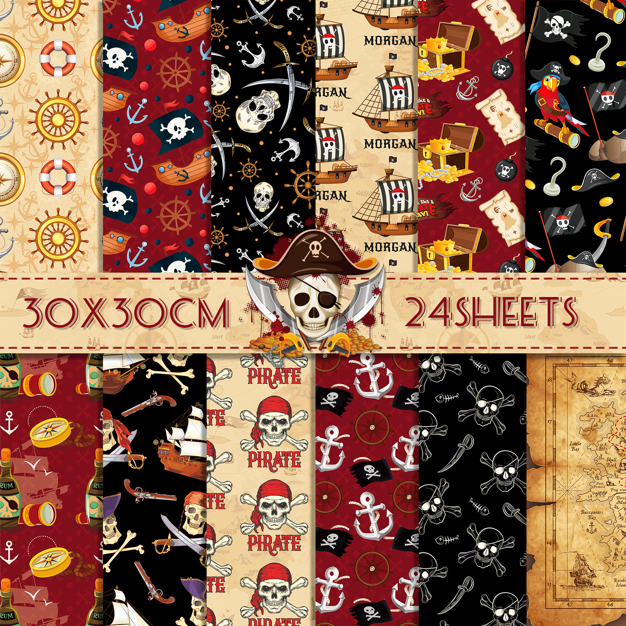 24pcs European Pirate Theme DI - Art Craft In Paper บทวิจารณ์และราคา