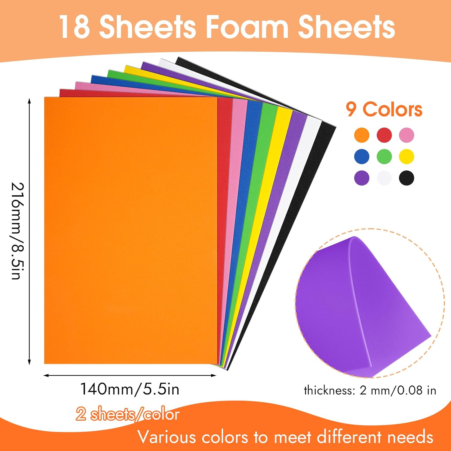 18 Sheets Foam Sheets, 9 Color - Art Craft In Paper บทวิจารณ์และราคา
